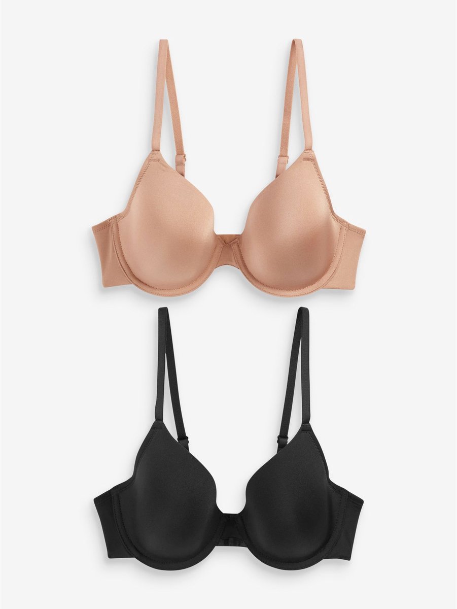 Next Dames - A-E Afvlakkende Ultimate Comfort Beha's 2 Verpakking - Zwart Black/Praline Nude