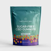 Verpakking Naturecan Sugar-Free CBD Gummies in de smaak Raspberry, Apple en Watermeloen. Bevat 10mg CBD per gummy.