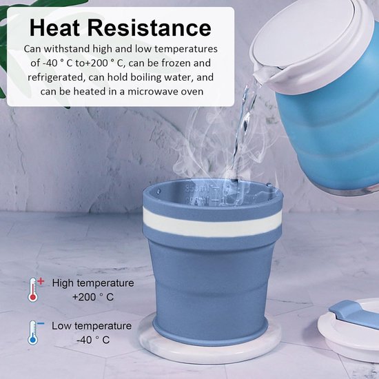 Opvouwbare Koffiemok - Reisbeker Rietje - Coffee To Go - Licht en Lekvrij - 350 ml Inhoud - Blauw — afbeelding 5