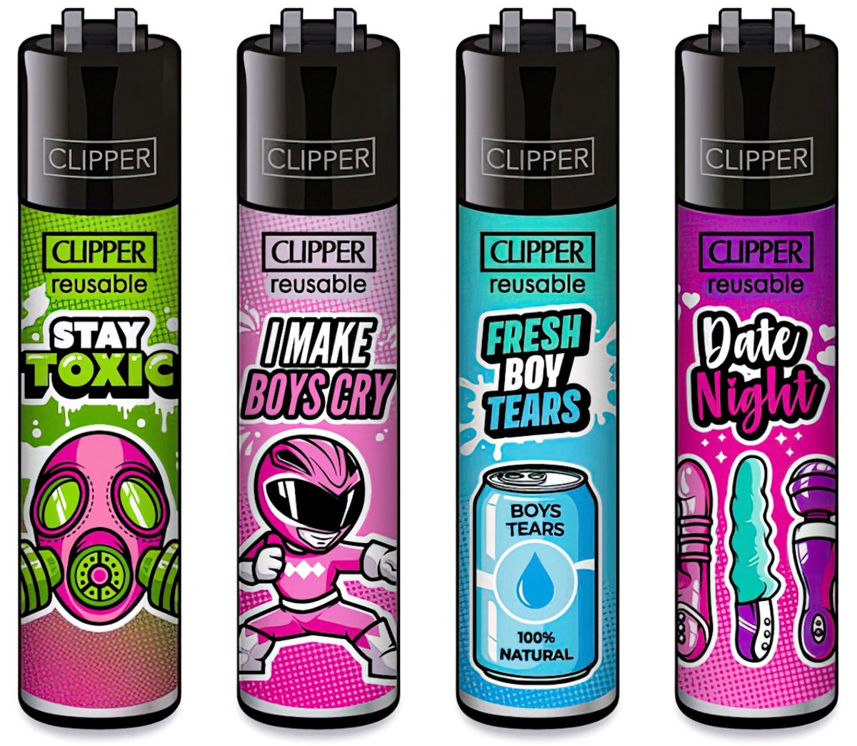 Clipper - Vuursteen aansteker - Girly Slogan 2 - (4 Stuks)