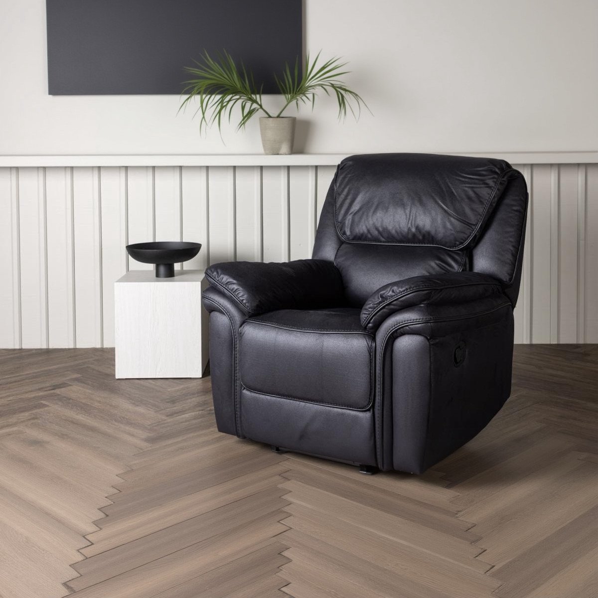 Svea - Kazo verstelbare fauteuil - lederlook - zwart