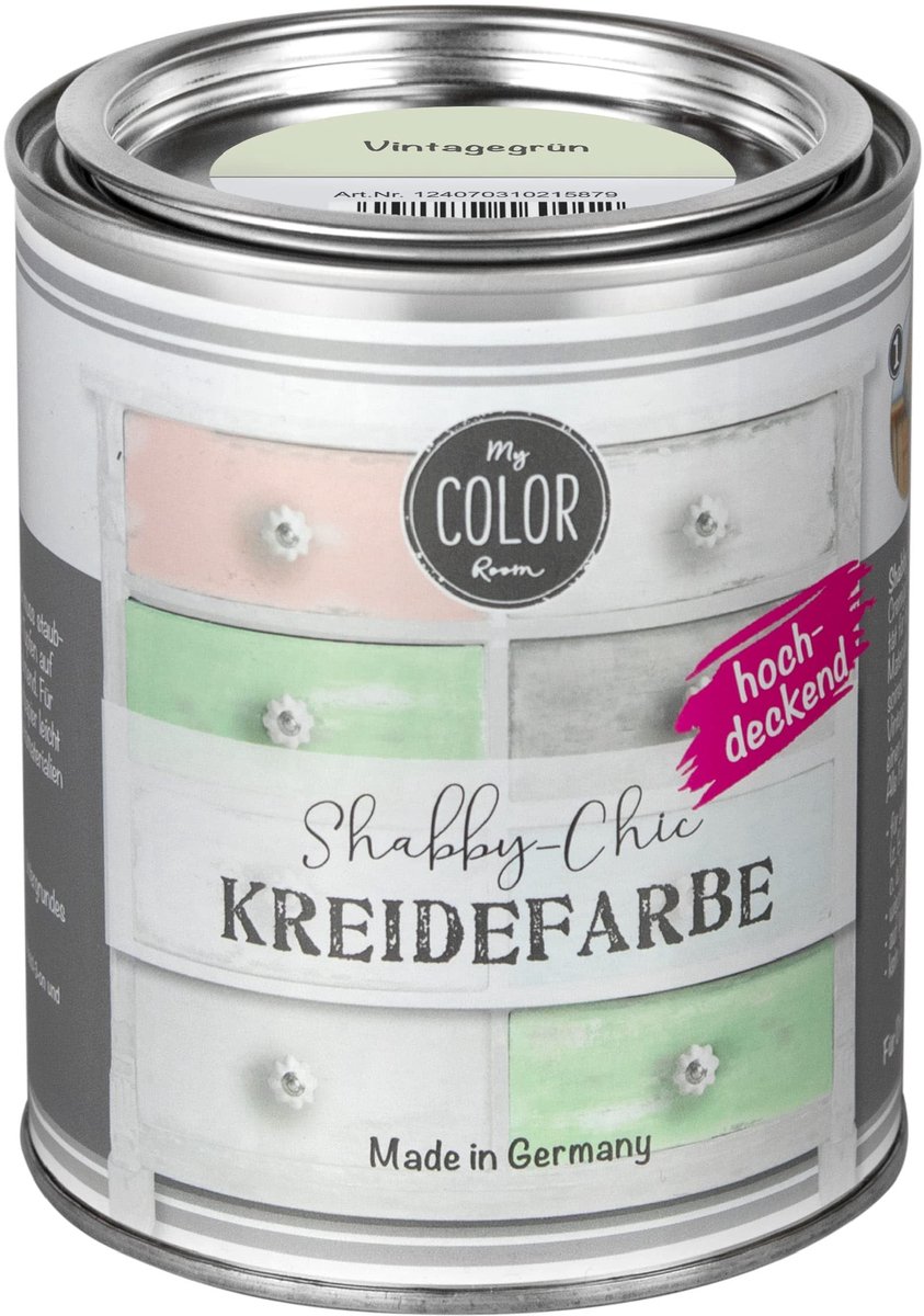 My COLOR Room Shabby Chic Krijtverf - Meubelverf Zonder Schuren - Waterbasis - Vintage Groen - 750 ml