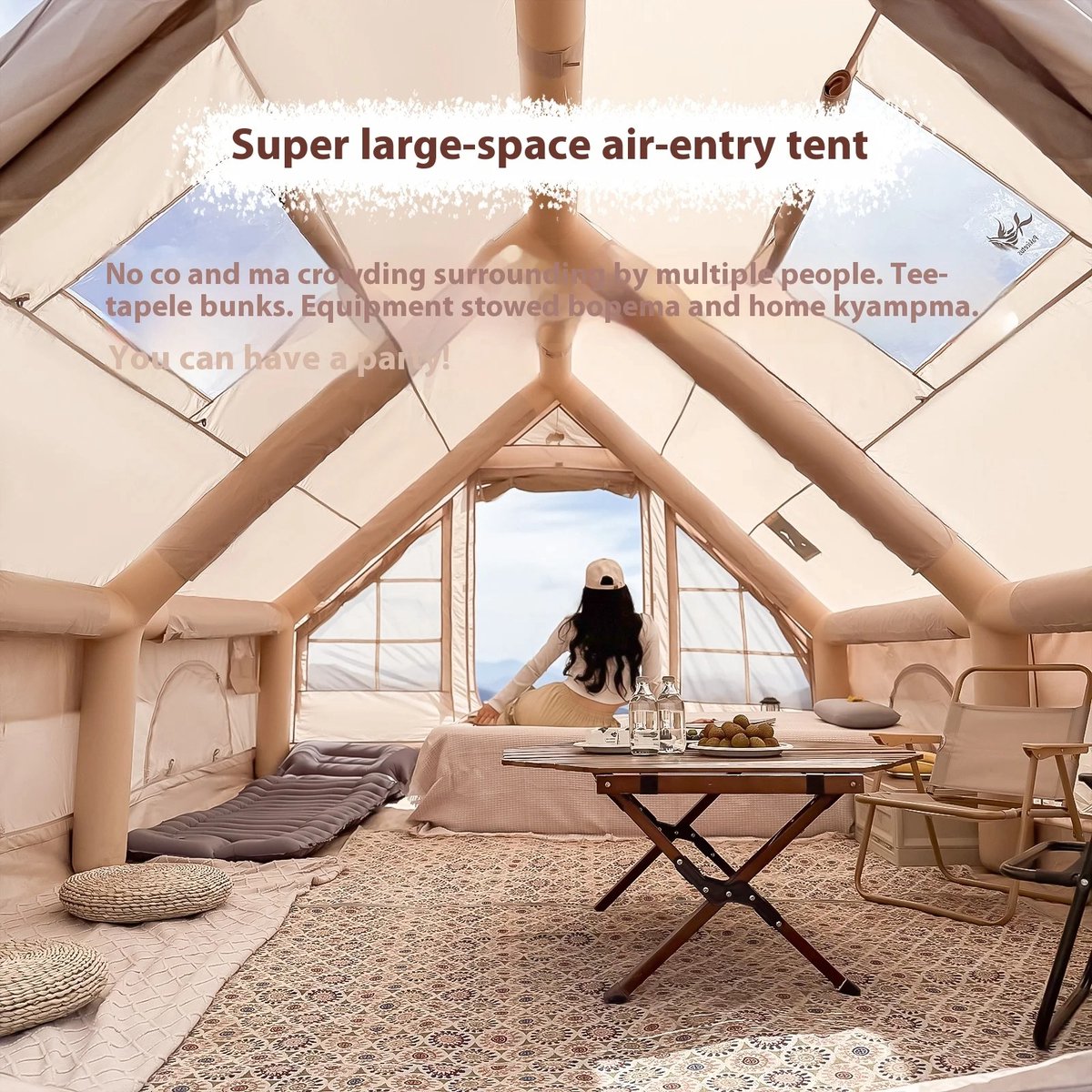 Solayne Tent - Kamperen - Travel - Kampeertent - Opblaasbare tent - Oxford - 4Seizoenen - Outdoor - 3x2,10m - 5/8 personen - Groen – foto 5