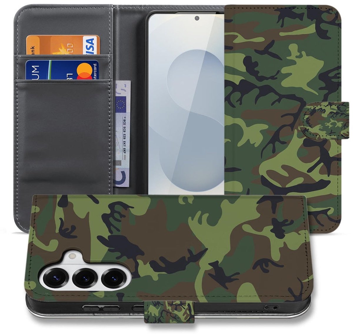 Samsung Galaxy S26 Portemonnee Hoesje Camouflage Leger