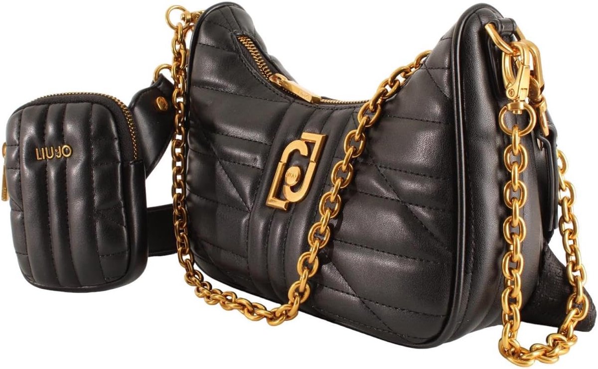 Dames Schoudertas - Hobo Tas - Dagelijks Gebruik - Afneembare Ketting - 23 x 18 cm - Zwart