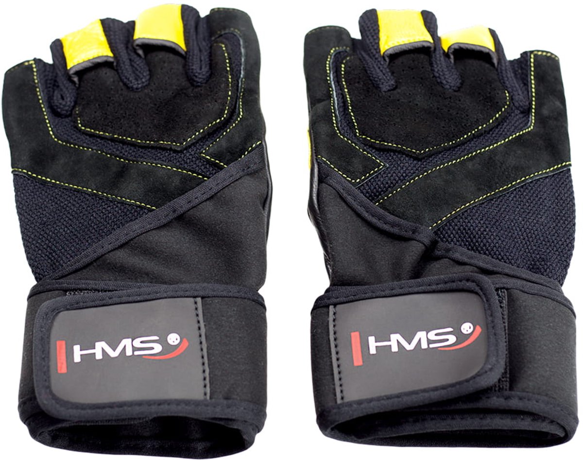 HMS RST01 Serie - Fitness Handschoenen - XL - Zwart/Geel - Brede Polsband