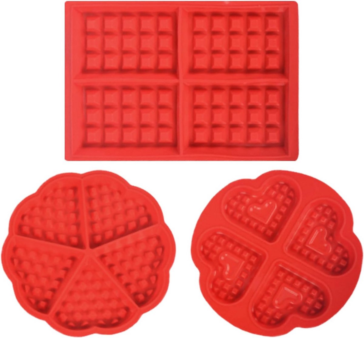 3x Wafelvorm Siliconen - Hittebestendige Bakvorm voor Zelfgemaakte Wafels en Desserts