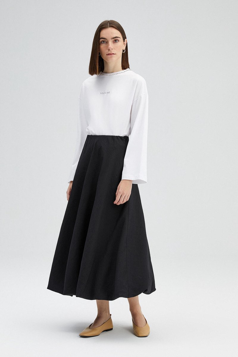 Touché Privé - Ballonrok met elastische taille - Zwart - Dames