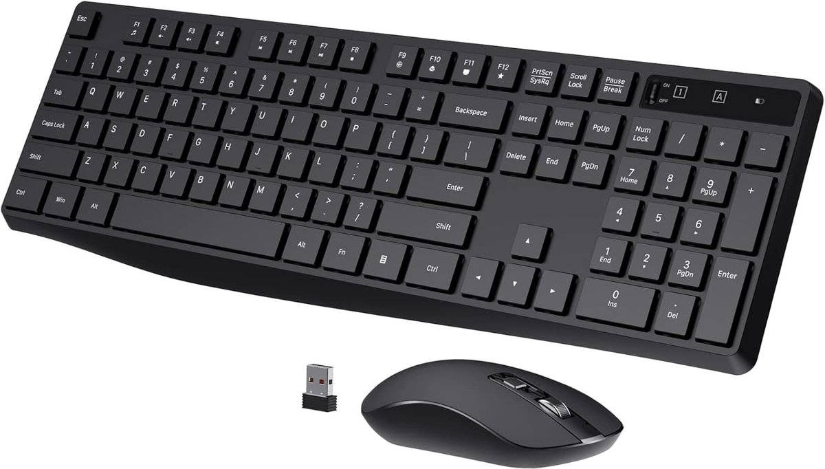 Draadloze toetsenbord en muis combi 2,4GHz USB ergonomisch 3 DPI niveaus plug & play
