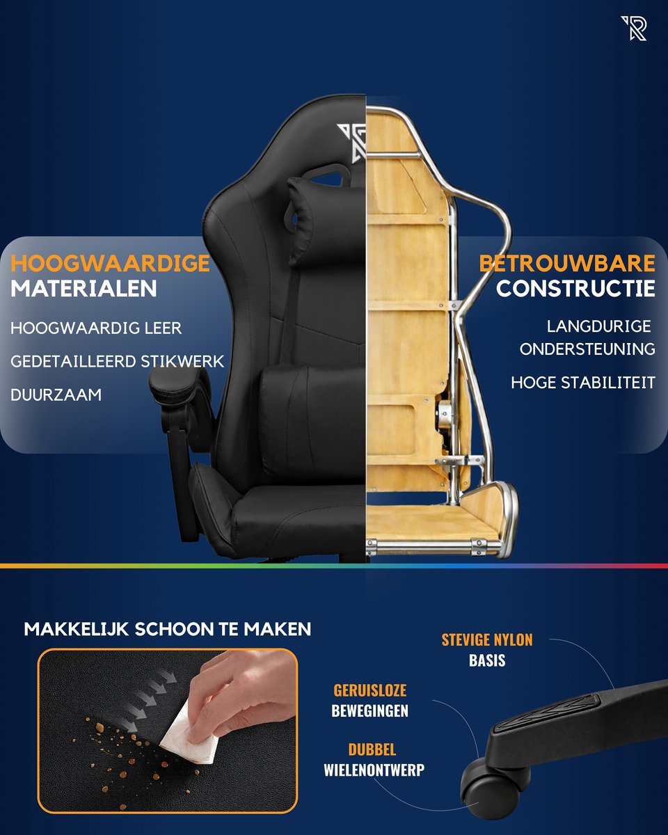 Ranqer Apollo Gaming Stoel Ergonomisch Zwart - afbeelding 3