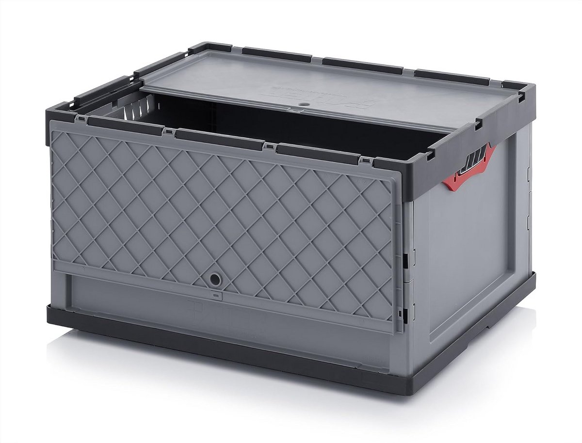 Vouwbox met deksel 188 liter - 80x60x44,5 cm - 2 stuks - stapelbare opslagcontainer