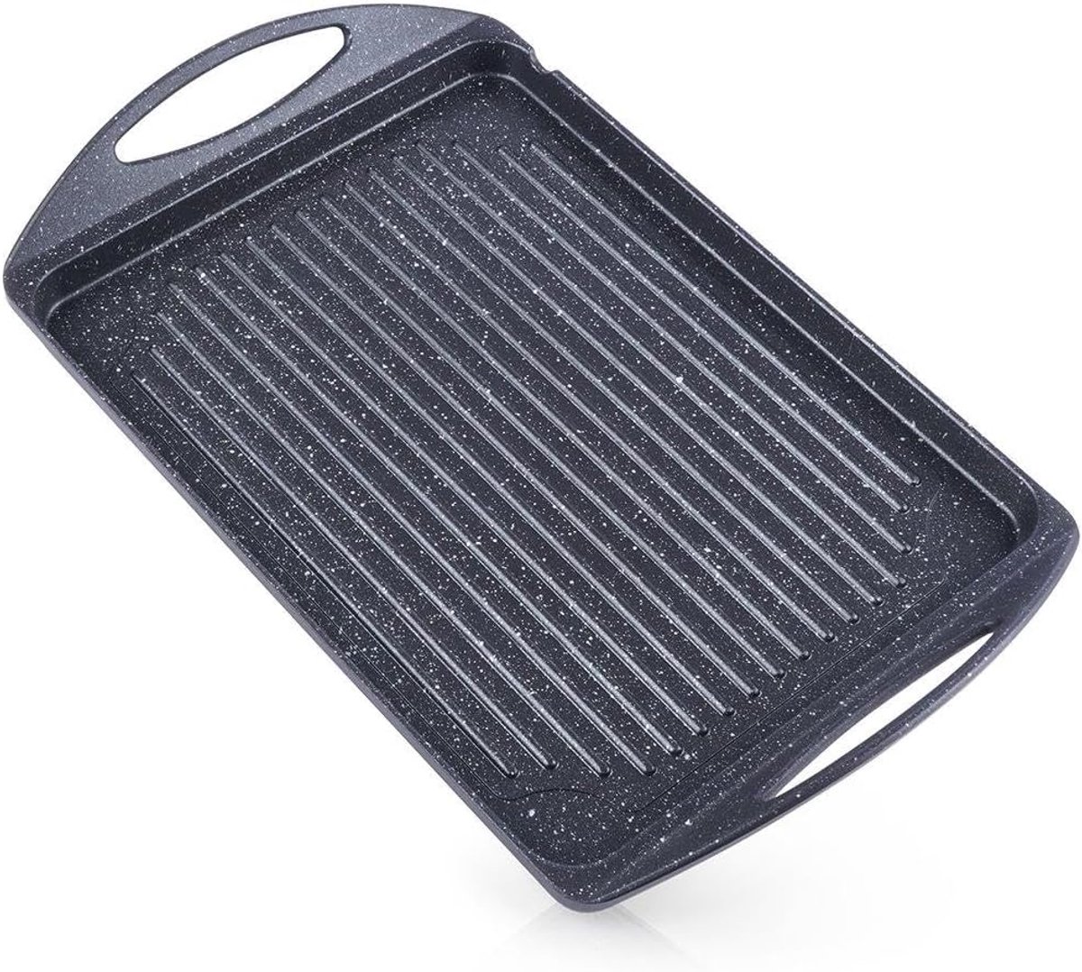 Grillpan Plaat - Koekenpan - Gourmetten Thuis - Antiaanbaklaag - 42 x 27 cm - Zwart