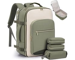 40L Reisrugzak voor Dames & Heren - Vliegtuiggoedgekeurd Handbagage met 3 Pakzakken - Waterdicht Persoonlijk Item Weekender - Past 17" Laptop - Zwart/Grijs - 1 Stuk