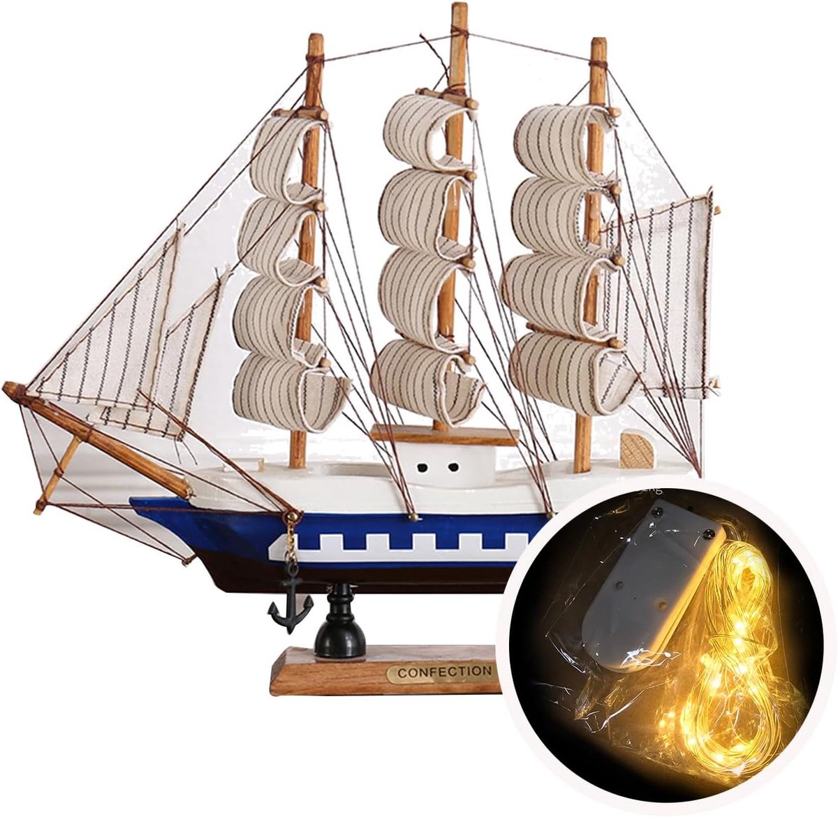 Houten Zeilboot Model Decoratie in Mediterrane Stijl voor Huis en Kantoor