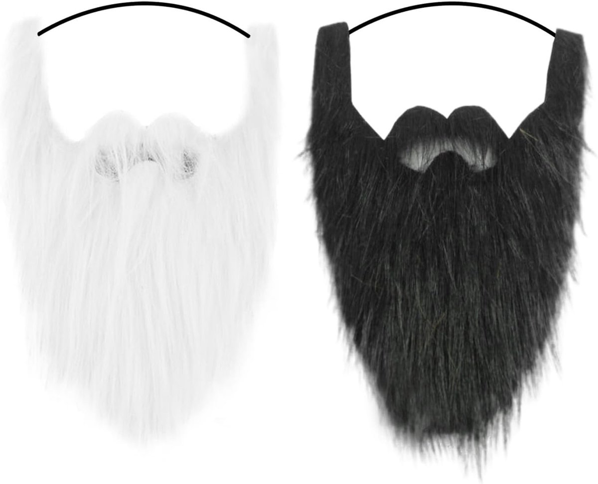 Kunstbaard 2 stuks - Realistisch Design - Zwart-Wit - Kostuum Accessoire