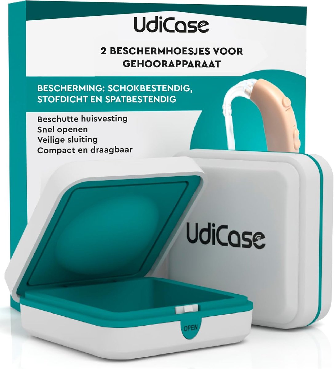 Opbergdoos Gehoorapparaat - Hoortoestel Doosje - Veilig Opbergen - Waterdicht en Schokbestendig - 7x7x3cm