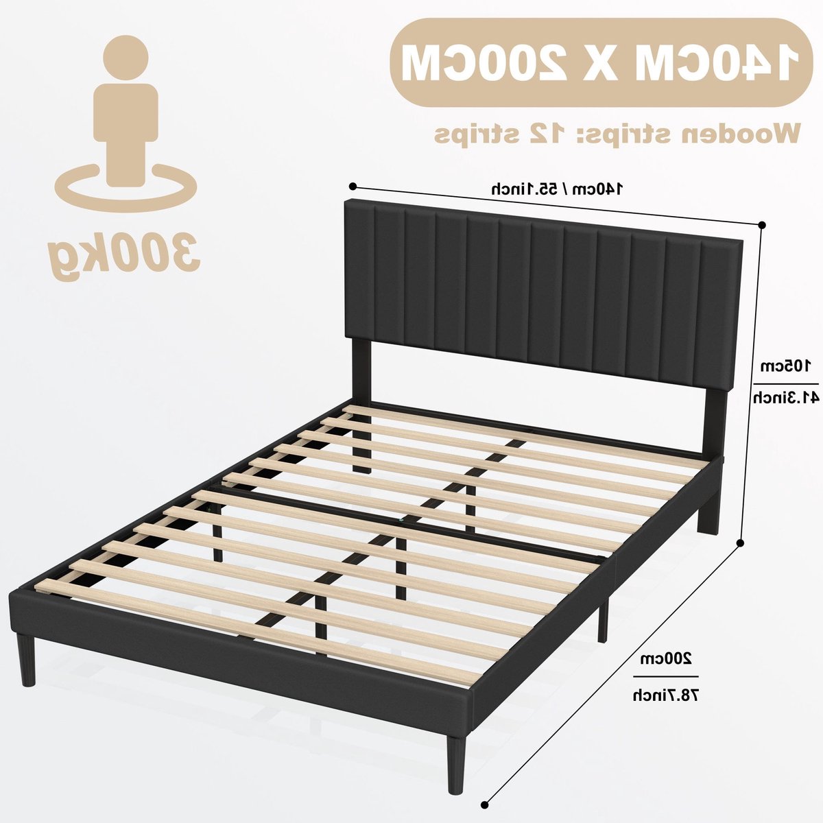 Boxspringbed – Bed – Bedframe – Slaapbank – Tweepersoonsbed – Gestoffeerd Met Fluwelen Stof – 140x200 cm – Max Belastbaarheid 300 kg