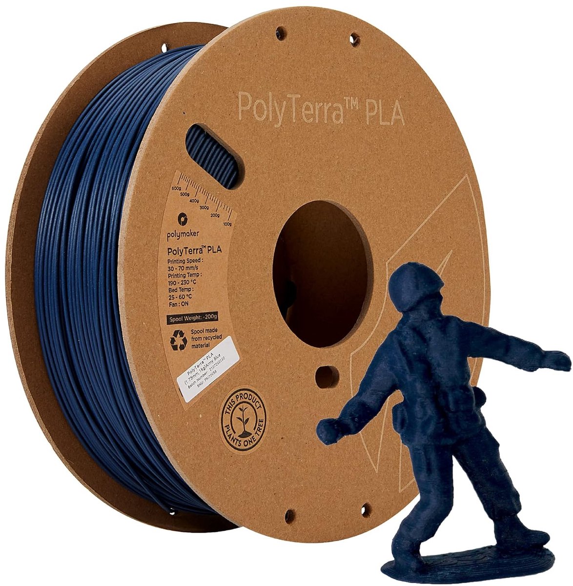PLA Filament Army Blauw 1.75 mm - 1 kg 3D Printer Materiaal