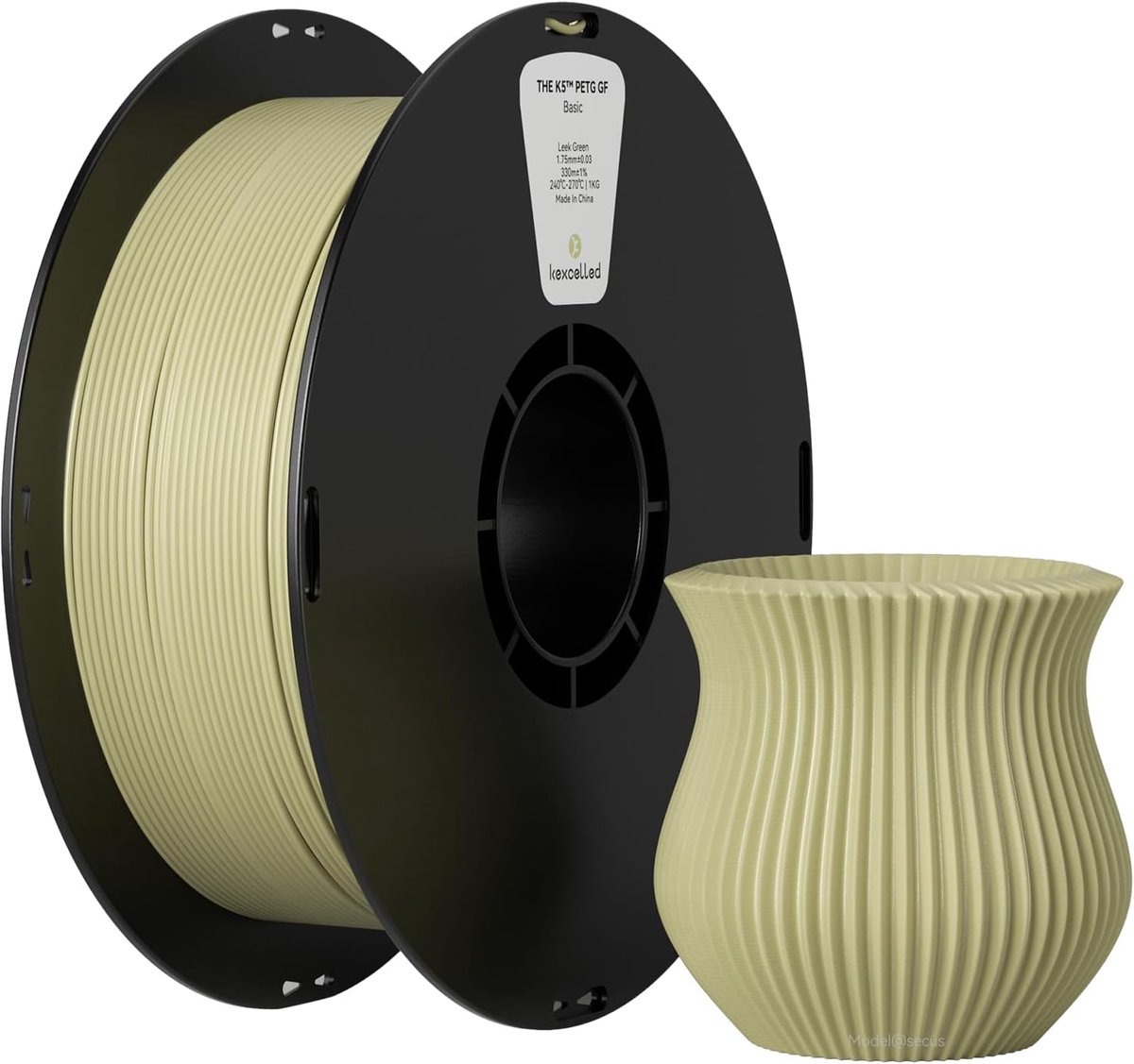 Glasvezel PETG Filament - 3D Print Materiaal - Modelbouw - Hoge Sterkte Stijfheid - 175 mm 1kg - Lichtbruin Groen