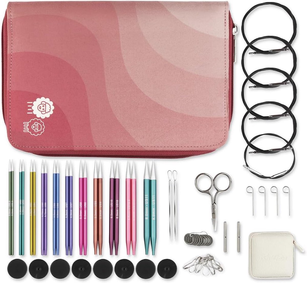 Verwisselbare Rondbreinaalden Set met Accessoires - Kleurgecodeerd en Glad