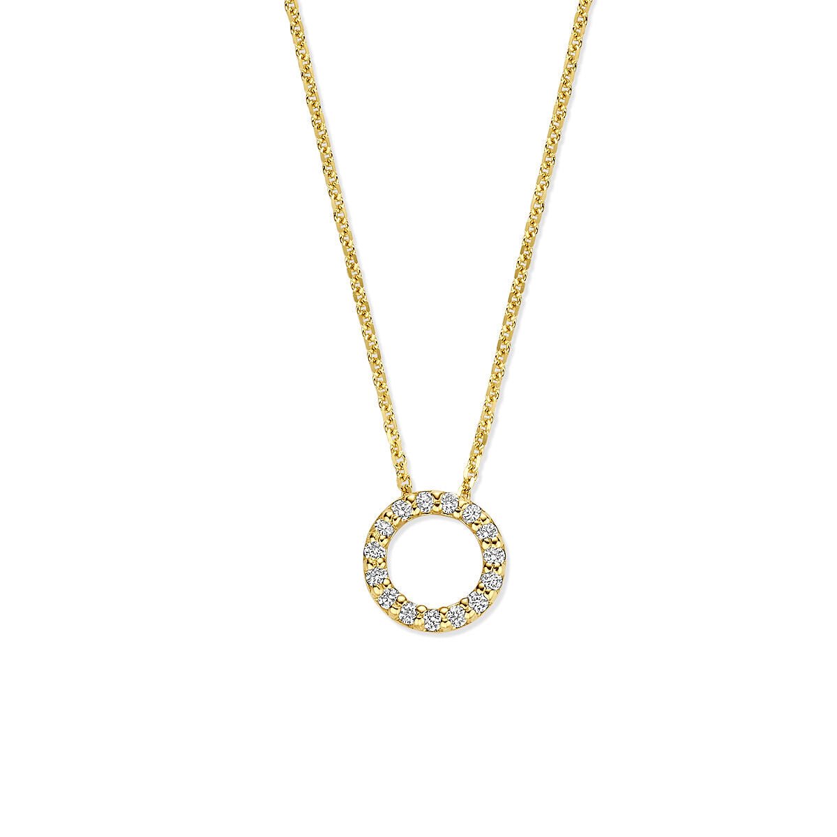 Collier rondje lab grown diamant 0.08ct g vs 40 - 42 - 44 cm