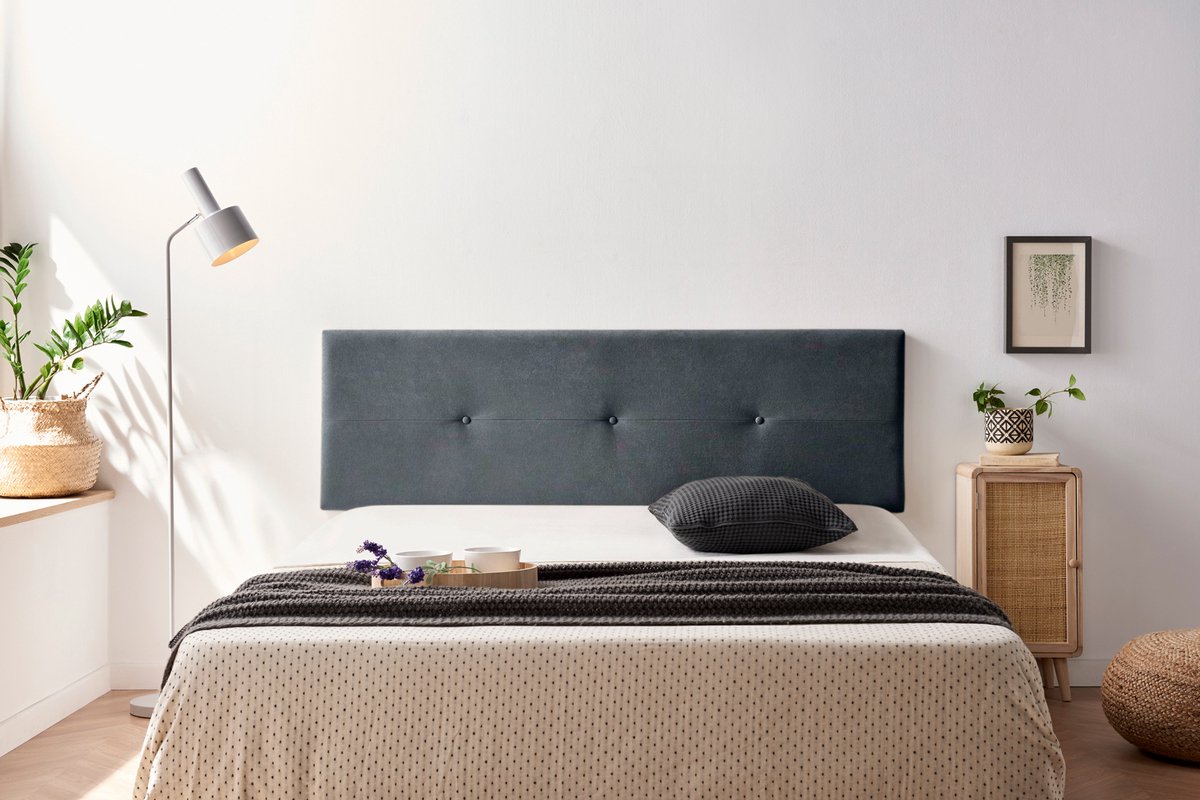 Moonia Hoofdbord - Gestoffeerd - Slaapkamer Accessoire - Donkergrijs - Duurzaam en Eenvoudig - Vlekbestendig Aqualinè