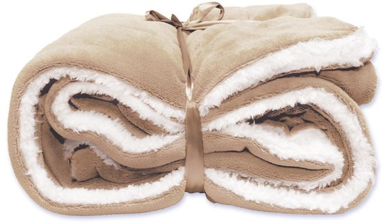 Unique Living Plaid Lars - Latte Dubbelzijdig Fleece Teddy - 200 cm