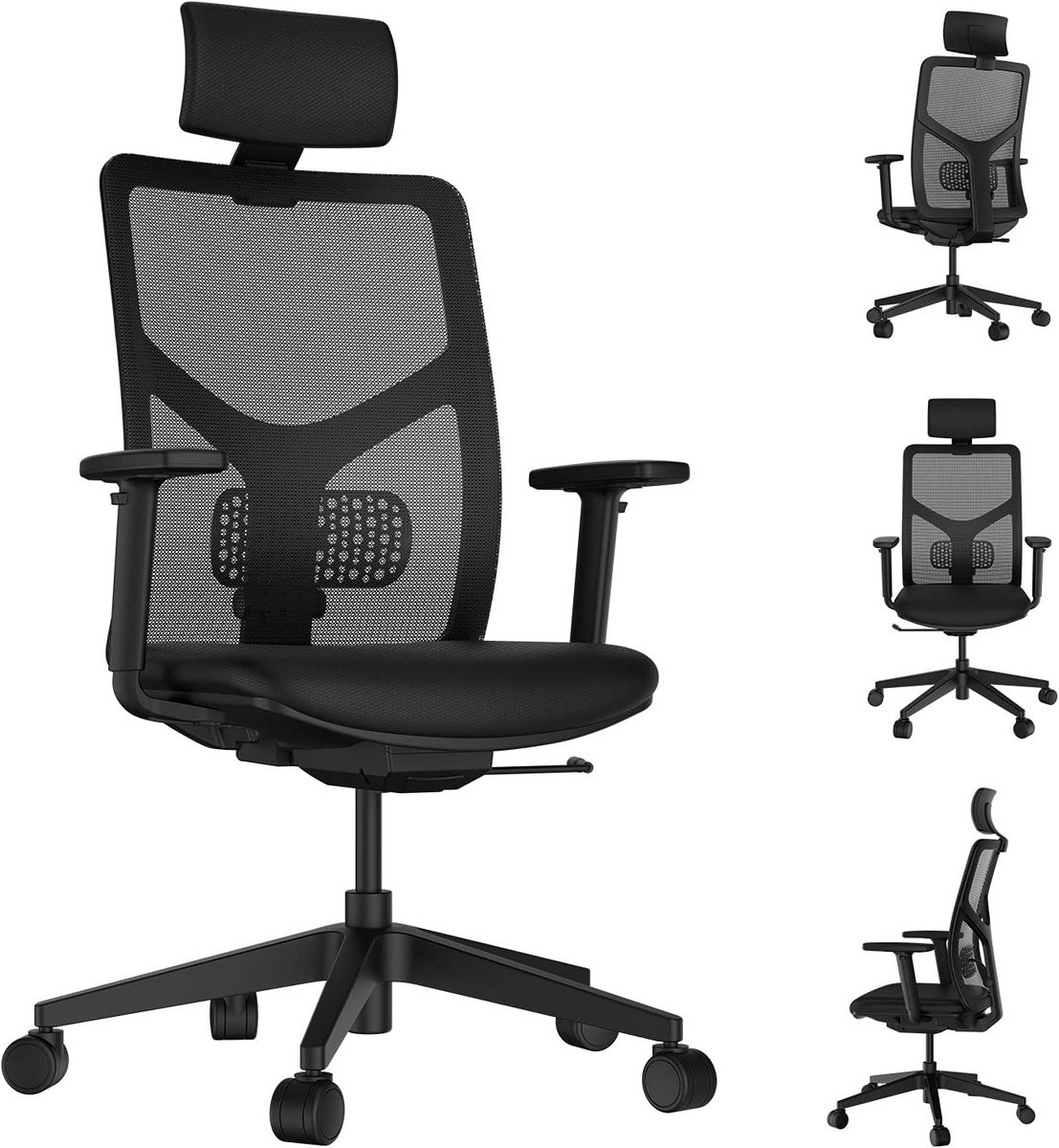 Ergonomische Bureaustoel met Hoofdsteun voor Kantoor en Thuis - Hoge Capaciteit