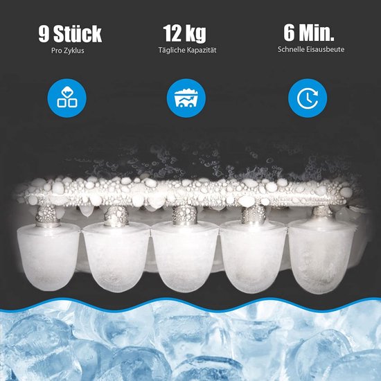 IJsblokjesmachine met 12 kg ijsproductie per 24 uur en 2 ijsblokjesmaten van Merkloos — afbeelding 3