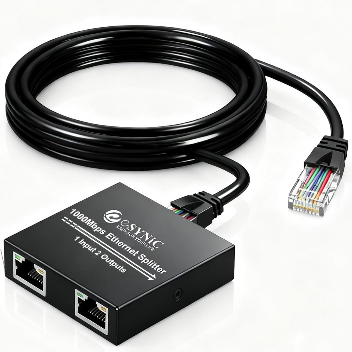 Gigabit Ethernet Splitter 1 In 2 Out met Netwerkkabel