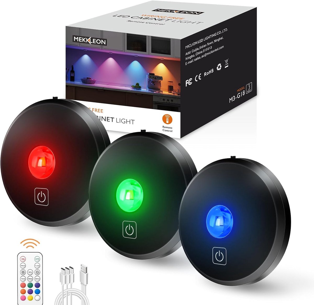RGB Oplaadbare Lichtputten 3 Stuks met Afstandsbediening - 2000 mAh Batterij