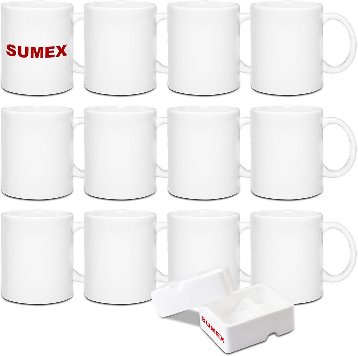 Set van 12 sublimatie mokken 11oz - witte keramische mokken voor creatief gebruik