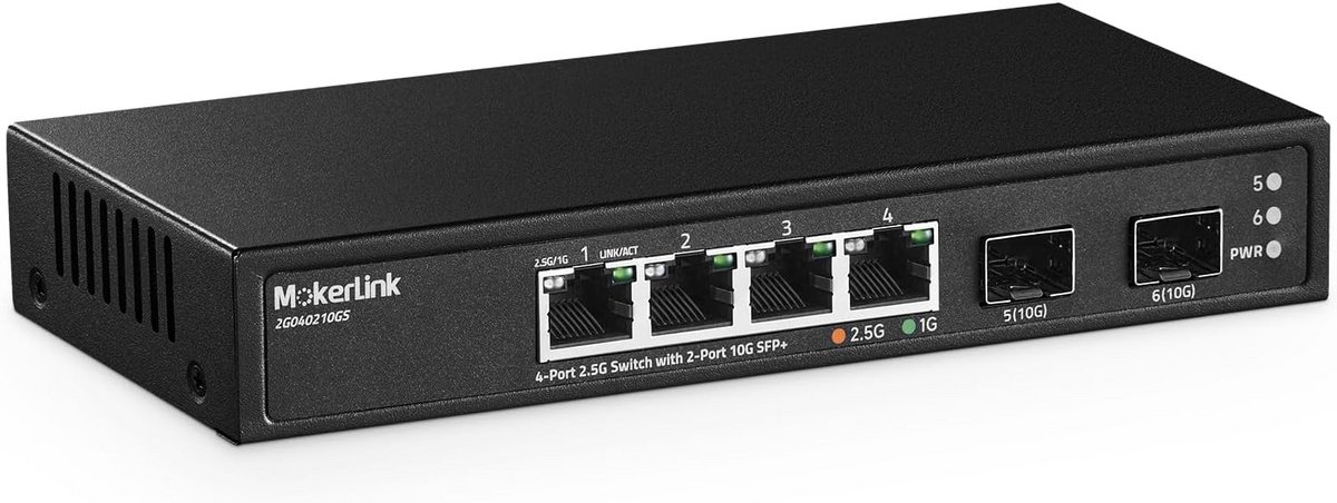 4-poorts PoE Switch met 2 Uplink Ethernet-poorten, 78W Vermogen, Fanless en Plug & Play