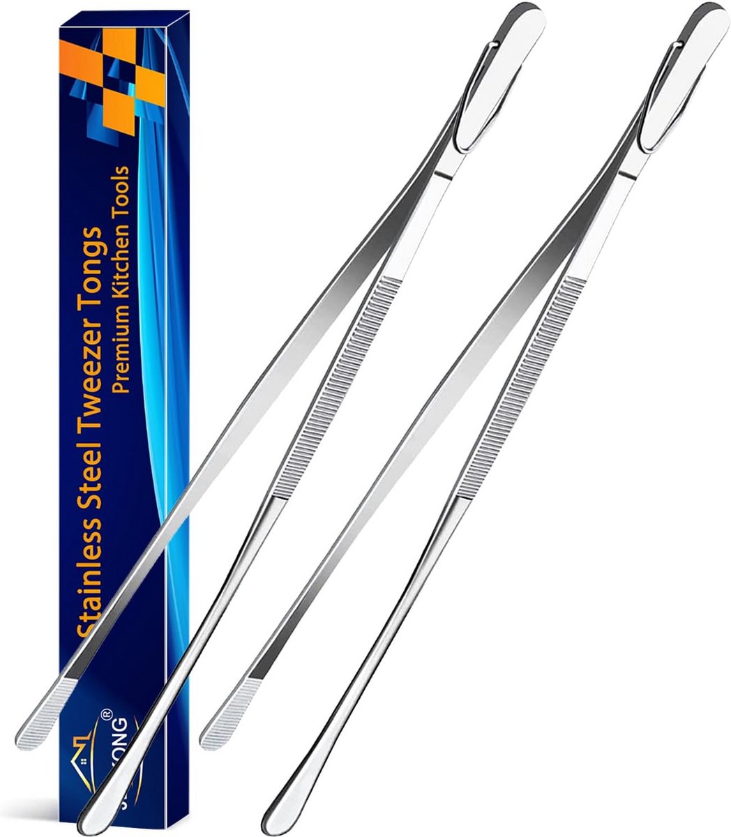 30 cm Keukenpincet Set van 2 - Roestvrijstalen Grillpincet en Voedselpincet