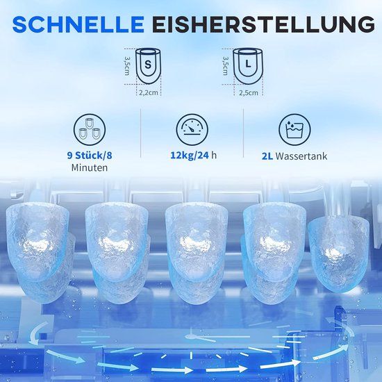 IJsblokjesmachine 12kg per 24u met LED-display en zelfreinigende functie van Merkloos — afbeelding 3