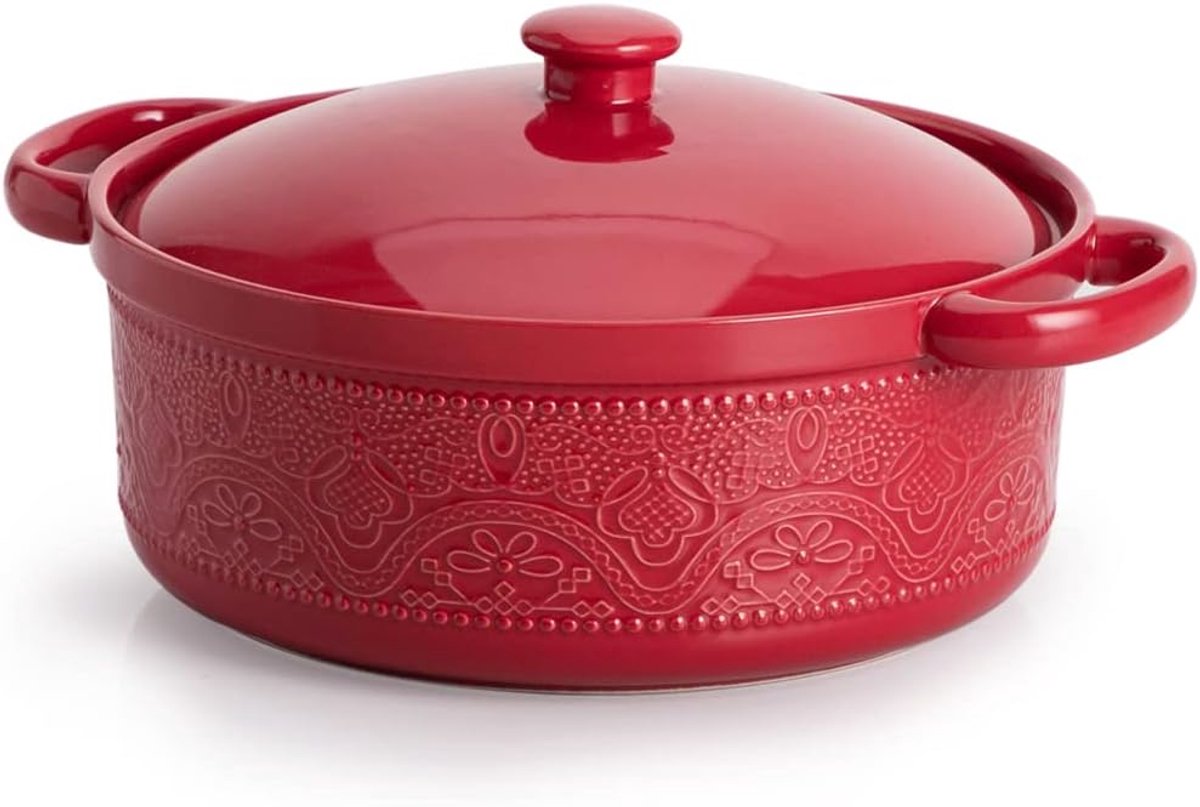 Ronde Keramische Ovenschalen met Deksel 2L - Ideaal voor Diner en Feest