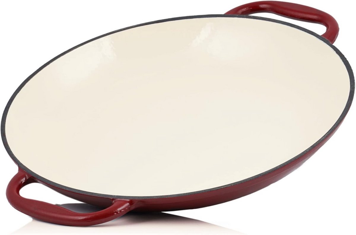 Gietijzeren Paella Pan 35 cm - Geëmailleerd - Voor Gasgrill en Oven