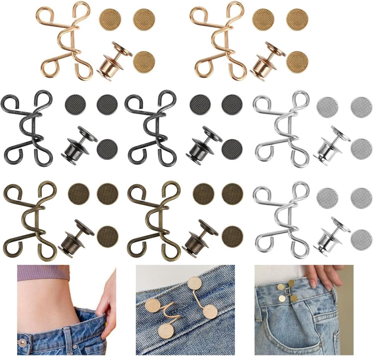 Knoop voor broeken, 8 stuks, 32 mm, nagelvrije taillegesp, instelbaar, geen naaien