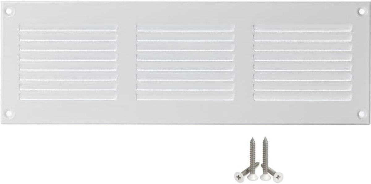 Metaal ventilatierooster 300x100mm met insectenbescherming - Ventilatie en afvoerrooster
