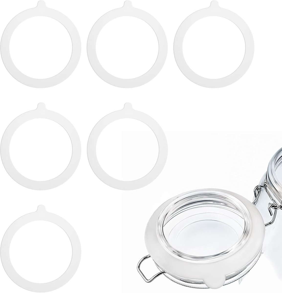 Set van 6 Siliconen Weckrubberringen - 114 x 85 mm - Lekvrij voor Inmaakpotten