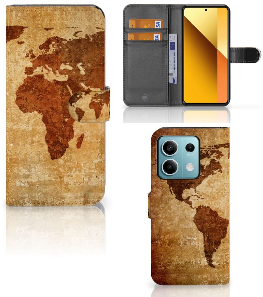 Xiaomi Redmi Note 13 5G Flip Cover Wereldkaart