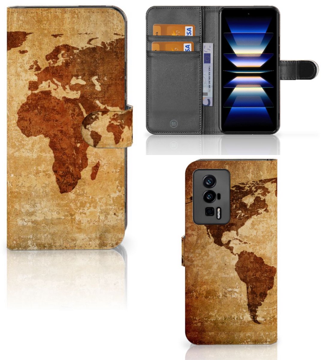 Xiaomi Poco F5 Pro Flip Cover Wereldkaart