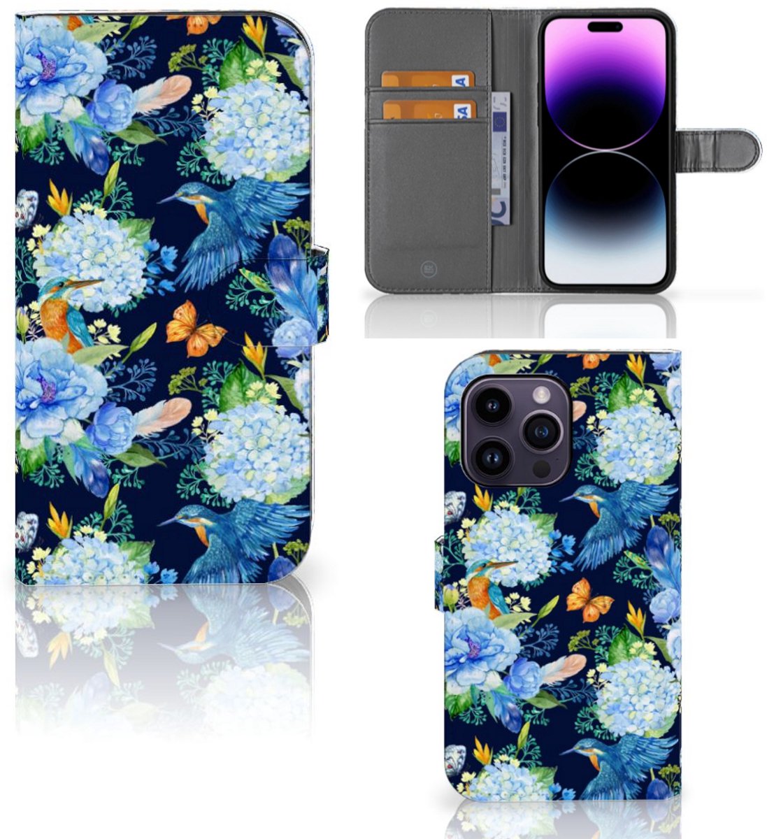 Telefoonhoesje met Pasjes voor iPhone 15 Pro Max IJsvogel