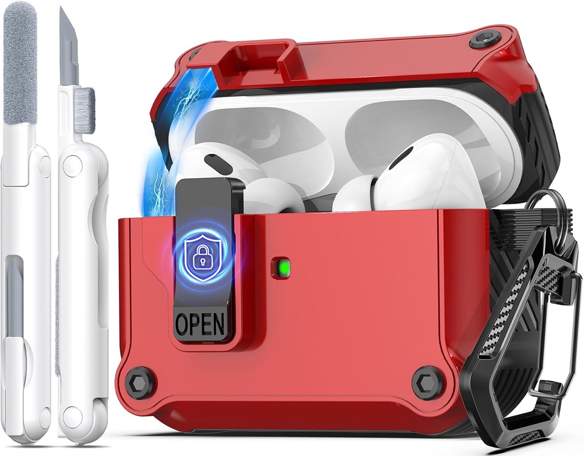 Compatibele AirPods Pro 2 Hoes met Reinigingsset en Auto Pop-Up Cover