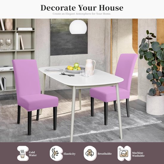 Universele Eetstoelhoezen Set van 4 - Stretch en Wasbaar voor Moderne Stoelen van Merkloos — afbeelding 4