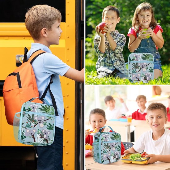 Clastyle Geïsoleerde Koala Lunchbox voor Kid Boy Girl School Lunch Bag Groen Dier Lunch Koeltas voor Outdoor Picknicks Draagbare Lichtgewicht met Flessenhouder — afbeelding 2