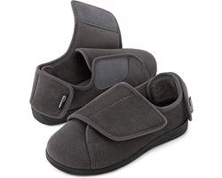 HomeTop Men's Adjustable Memory Foam Slippers Orthopedic Extra Wide Shoes for Diabetic Edema Swollen Feet