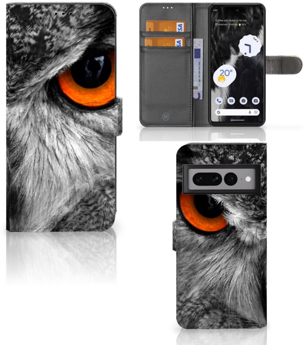 Google Pixel 7 Pro Telefoonhoesje met Pasjes Uil