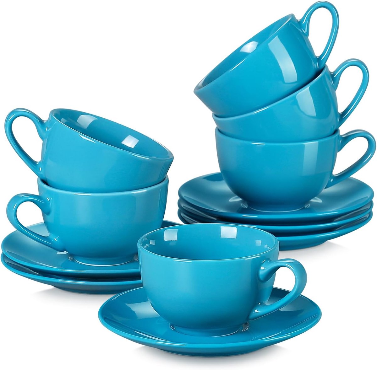 12-delige koffieservies porselein voor 6 personen - Cappuccinokopjes met schotels