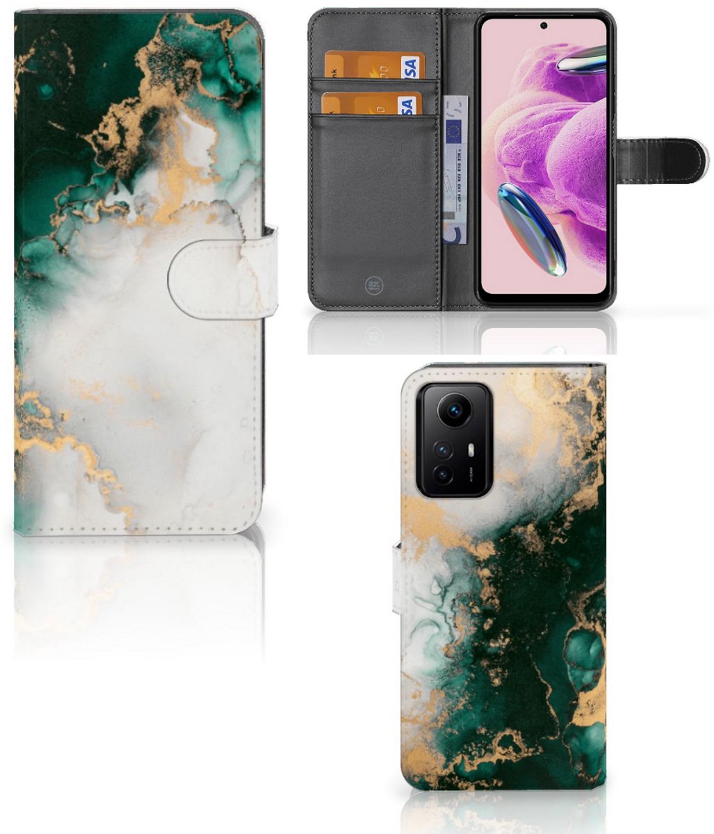Bookcase voor Xiaomi Redmi Note 12S Marmer Groen